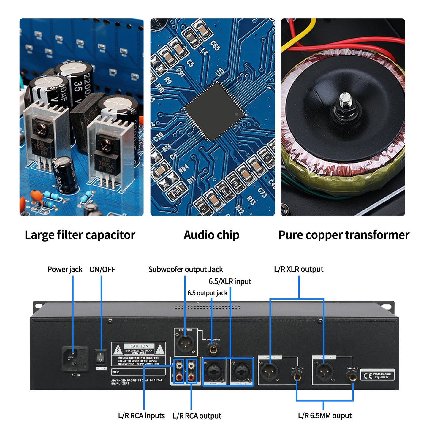 DGNOG MU-231 Digital Karaoke Professional Sound System , Subwoofer Output With 2U Dual 31 Band Graphic Audio Equalizer
