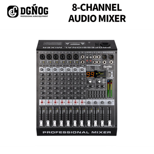DGNOG  Audio Mixer  D8  8-channel  99 DSP  48V Professional Effector   with Bluebooth USB  for Home Karaoke and Studio Recording
