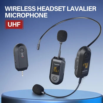 2.4G Head-worn/Lavalier Wireless Microphone Set Portable with LED Digital Display for Megaphone Microphone Speaker Outdoor Use