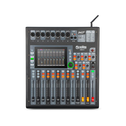 DGNOG DAM-12 Affordable 12-Channel Digital Mixer with Manual Faders, 7" Touchscreen & Wi-Fi