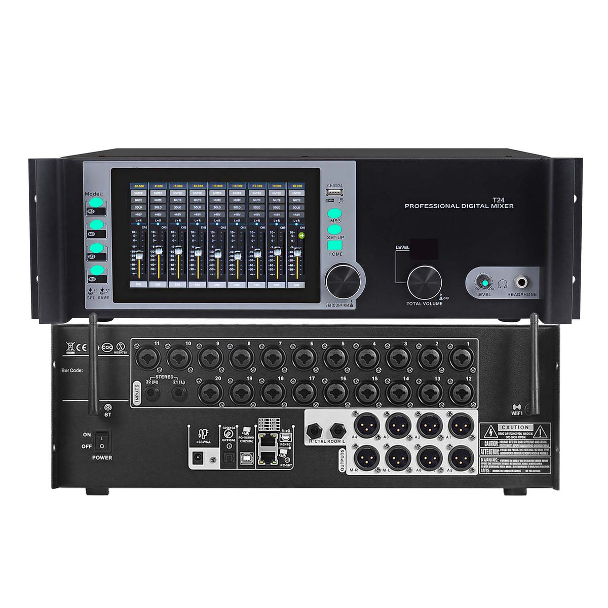 DGNOG T18 18-Channel Touchscreen Digital Mixing Console (No Physical Faders) with 7" Display & Wi-Fi