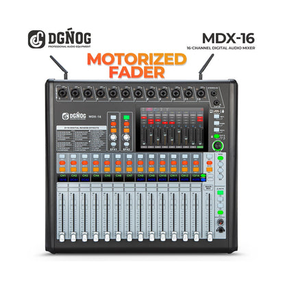 DGNOG MDX-16 16-Channel Digital Mixing Console with Desktop Motorized Faders, 7" Touchscreen & Wi-Fi