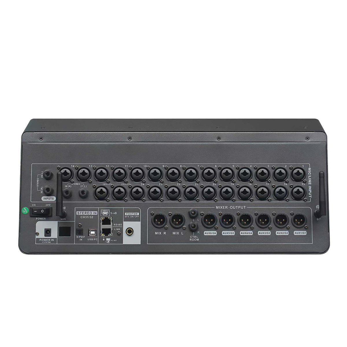 DGNOG MX3210 32-Channel Digital Mixing Console with Curved Motorized Faders, 7" Touchscreen & Wi-Fi