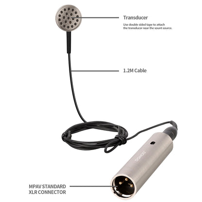 DGNOG  DG411 MPAV  Standard XLR  Connector . High-Performance   Miniature Condenser  Vibration  Pickup For  Stringed Instruments