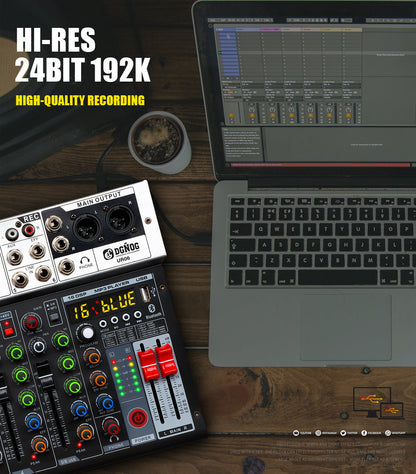 DGNOG  UR06  6 Channel Sound Mixer 16 DSP 48V Supply  Bluetooth connection Equalizing Control for DJ Party  Karaoke  Music-Lover