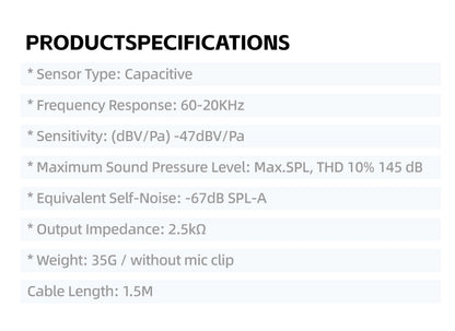 DGNOG DG-4099 Professional Instrument Condenser Microphone | High-Fidelity Clip-on Mic for Violin, Cello, Sax & Acoustic Instruments