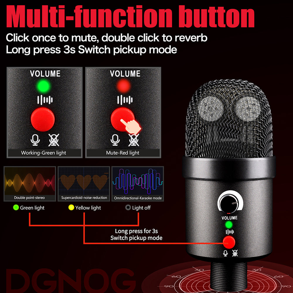 DGNOG  USB  Stereo Recording Computer Podcast Professional Condenser Mic for PC Gaming  Anchor ASMR,Studio,Singing  Music Lovers
