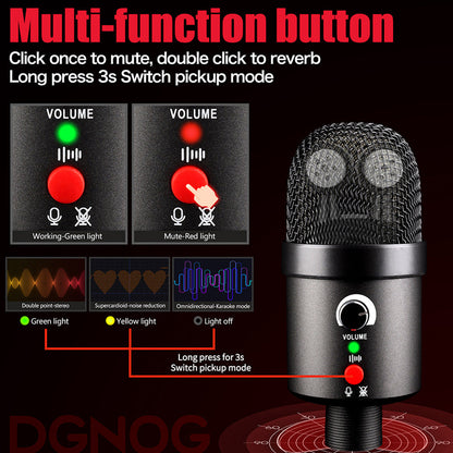 DGNOG  USB  Stereo Recording Computer Podcast Professional Condenser Mic for PC Gaming  Anchor ASMR,Studio,Singing  Music Lovers
