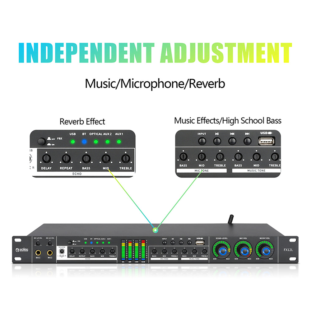 DGNOG  Karaoke Digital Audio Effect Processor  FX12L Microphone Sound Echo Effect System  Bluetooth  For Family Gatherings Party