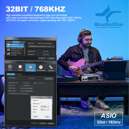 DGNOG  UM22C USB Audio Interface   32bit/768KHz  Professional Recording for Guitar Studio  Podcast Producer  Vocalist  Streaming
