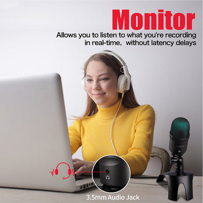 DGNOG  USB  Stereo Recording Computer Podcast Professional Condenser Mic for PC Gaming  Anchor ASMR,Studio,Singing  Music Lovers