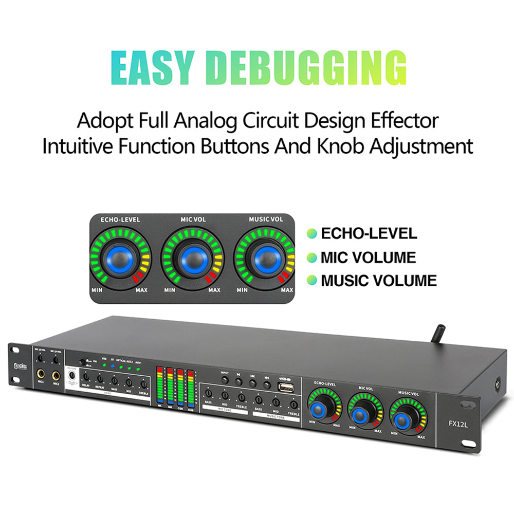 DGNOG Karaoke Digital Audio Effect Processor FX12L Microphone Sound Ec ...