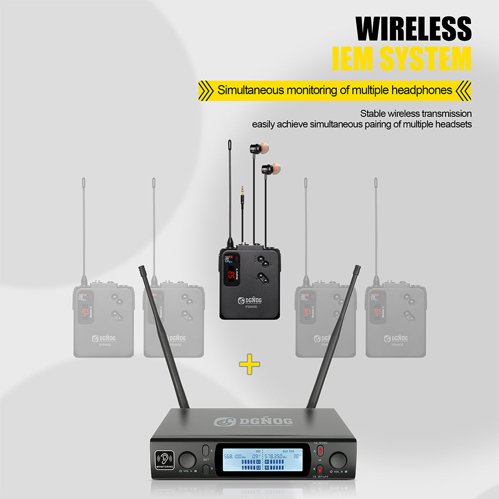 D Debra PRO ER-202 UHF Draadloze In-ear Monitor - Dubbel Kanaal met D Debra PRO ER-202 UHF Draadloze In-ear Monitor - Dubbel Kanaal met