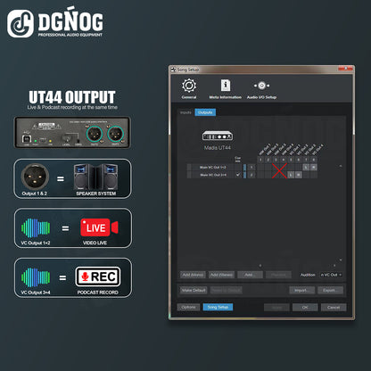 DGNOG  UT44 Sound Card   USB Audio Interface with ASIO Driver 6 Input 6 Output Guitar Recording  for  Audio Studio   Music-Lover
