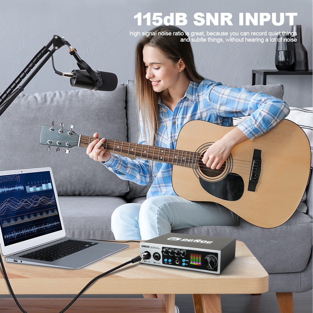 DGNOG  UM22C USB Audio Interface   32bit/768KHz  Professional Recording for Guitar Studio  Podcast Producer  Vocalist  Streaming