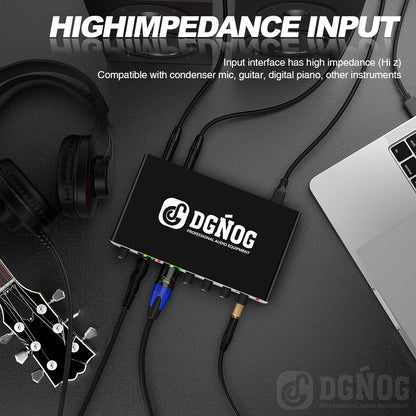 DGNOG MD02 Audio Interface  Professional Sound Card  24bit/192khz Suitable for Music Enthusiasts, Podcasts , and Music Recording