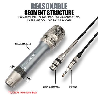 DGNOG  G1-PRO Dynamic Handheld Microphone  All Metal Texture Professional Wired Cardioid  for Karaoke  Family  Party Music-Lover