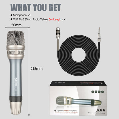 DGNOG  G1-PRO Dynamic Handheld Microphone  All Metal Texture Professional Wired Cardioid  for Karaoke  Family  Party Music-Lover