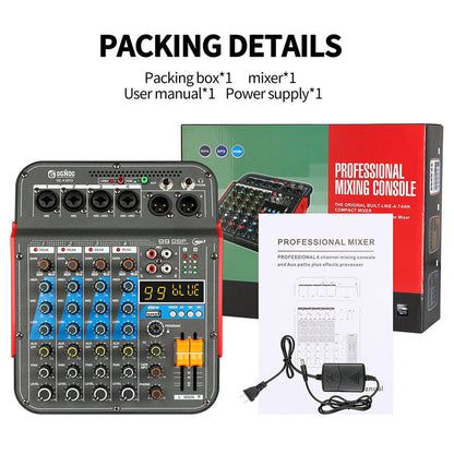 DGNOG Audio Mixer  RE-4 PRO  4-channel 99 DSP Effects Professional With  Bluetooth USB Interface  for Family Parties Music Lover