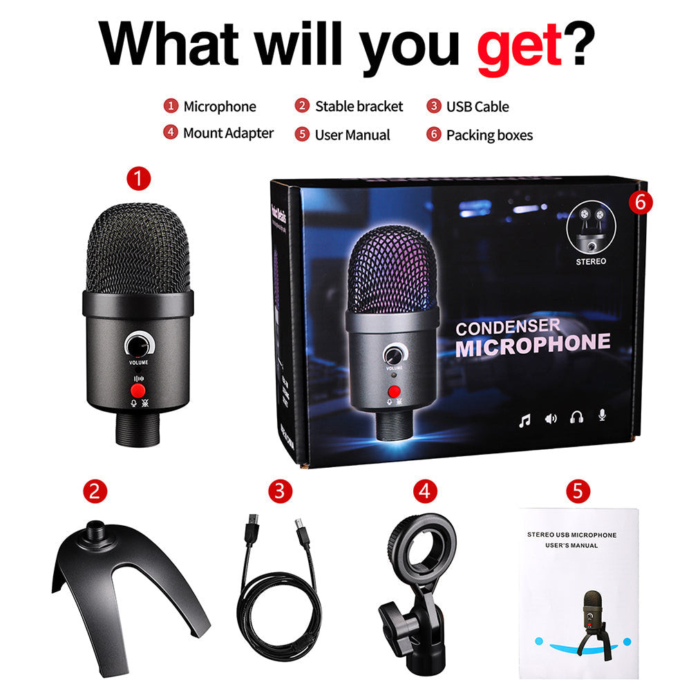 DGNOG  USB  Stereo Recording Computer Podcast Professional Condenser Mic for PC Gaming  Anchor ASMR,Studio,Singing  Music Lovers