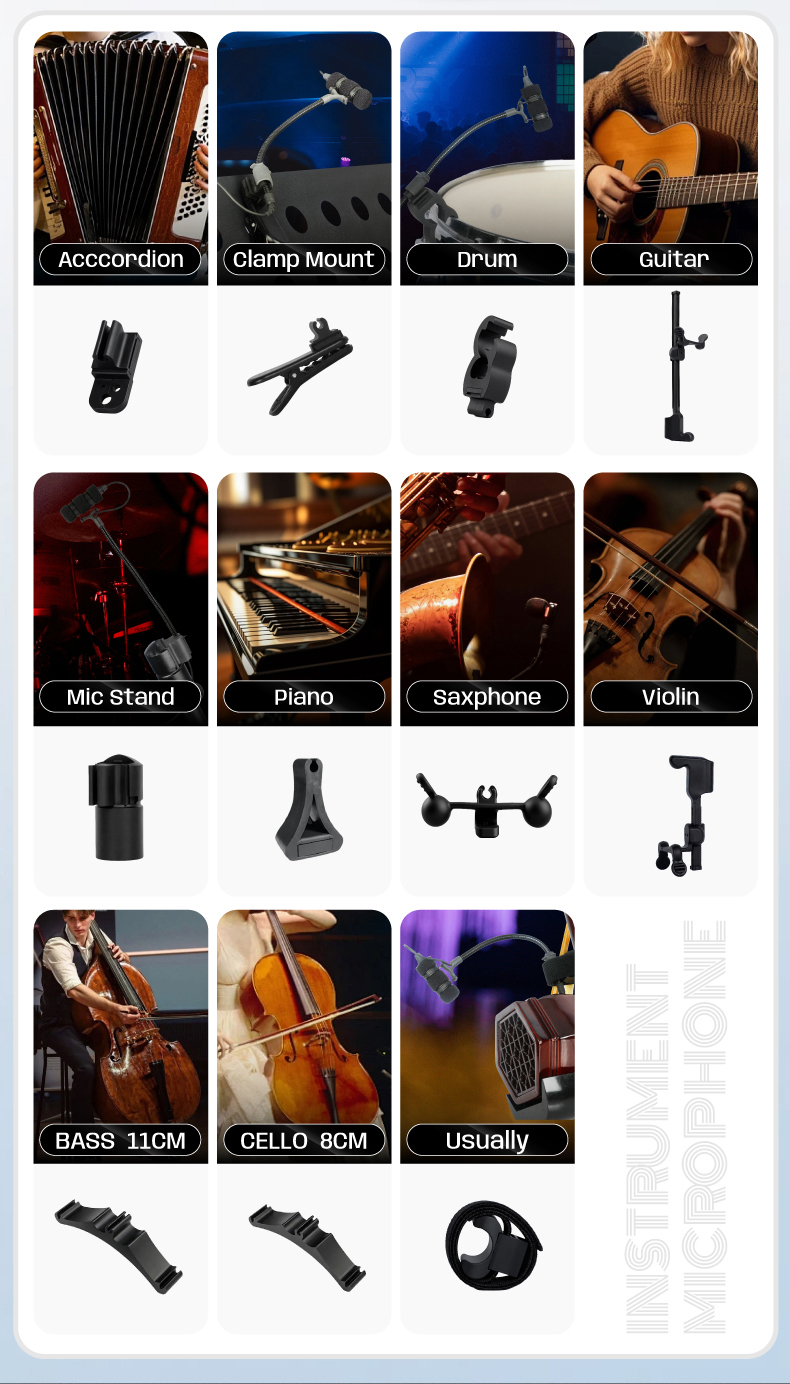DGNOG DG-4099 Professional Instrument Condenser Microphone | High-Fidelity Clip-on Mic for Violin, Cello, Sax & Acoustic Instruments