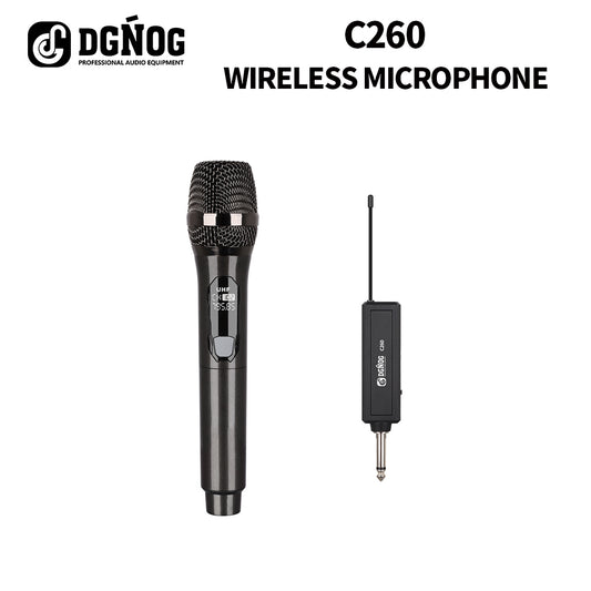DGNOG  C260  Rechargeable  Fixed Frequency  VHF 30m Range  Wireless Handheld Dynamic Mic  for  Family Karaoke Stage  Performance