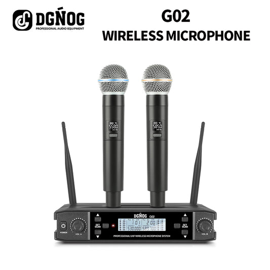 DGNOG  UHF Microphone  G02  2-channel Wireless  System  for  Family Karaoke   Entertainment Party  Auditorium and Office Meeting
