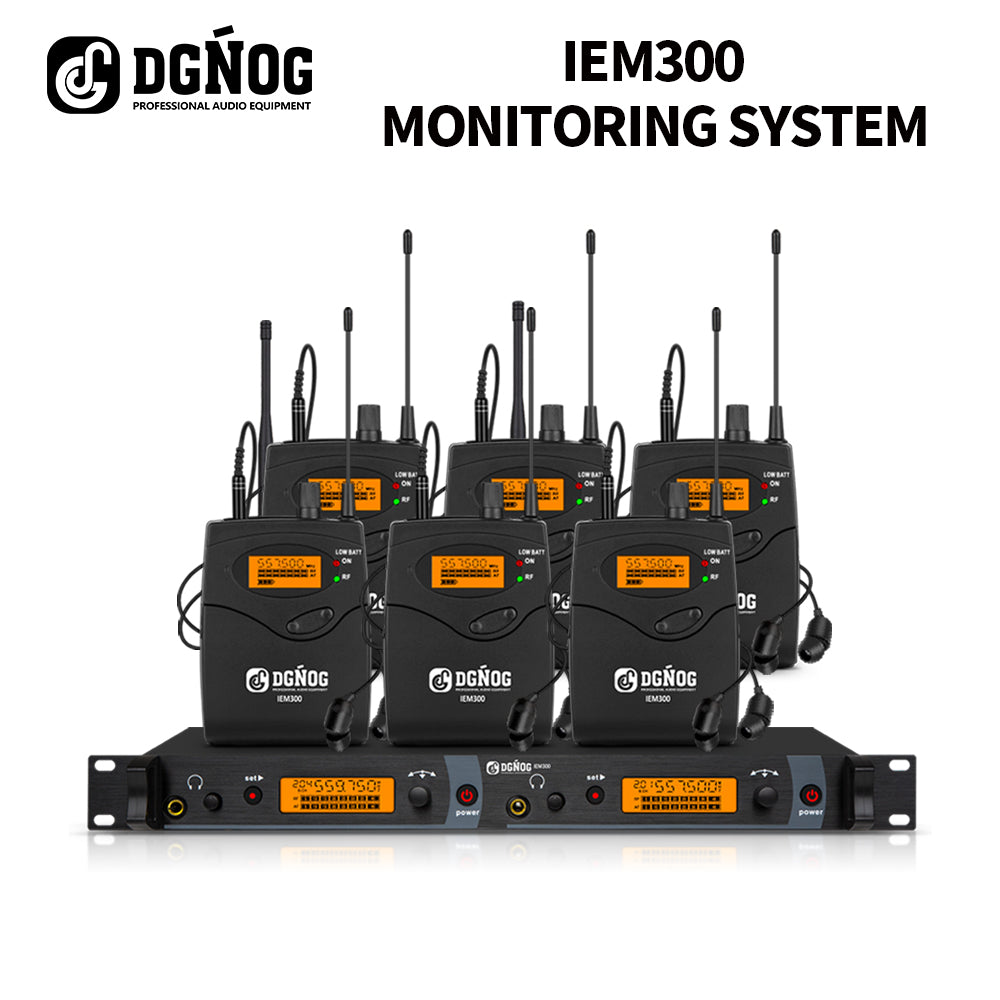 DGNOG UHF Wireless In-Ear Monitor System Single Channel Multi Bodypack Receiver Adjustable Frequency IEM Stage Return for Studio/Band