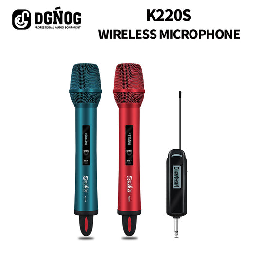 DGNOG  K220S  UHF 2 Channel Wireless Microphone  Rechargeable  Karaoke  Family Gathering Party  and Conference  Hall  MusicLover