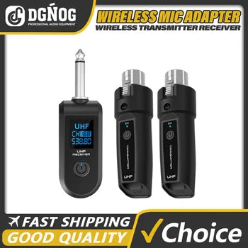 2.4GHz XLR Adapter System Wireless Microphone Transmitter Receiver System for Dynamic Microphone Guitar Audio Mixer PA System