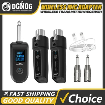 Transmitter Receiver System Wireless Microphone UHF XLR Adapter System for PA System Audio Mixer Dynamic Microphone and Guitar
