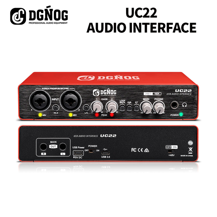 DGNOG USB Audio Interface UC22 Professional Sound Card Recording