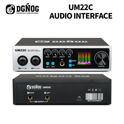 DGNOG  UM22C USB Audio Interface   32bit/768KHz  Professional Recording for Guitar Studio  Podcast Producer  Vocalist  Streaming