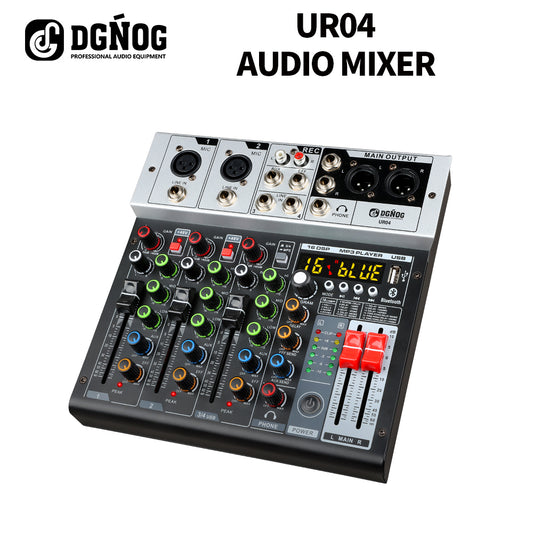 DGNOG   UR04   4 Channel Audio Mixer  with  48V Phantom Power Bluetooth 16 DSP Mixing Console  for  PC Recording   Family Party